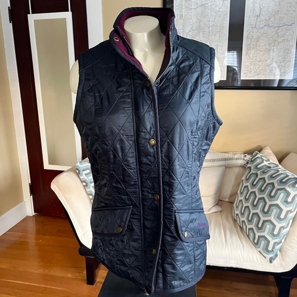 Barbour Cavalry Fleece-Lined Deep Navy Quilted Vest Gilet - Picture 2 of 8